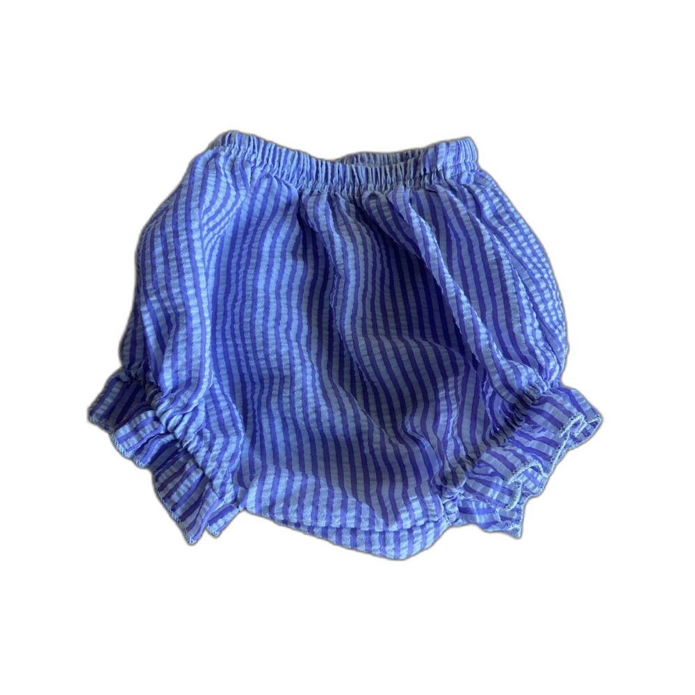 Baby Girls 12-18M Lavender White Seersucker Ruffle Bloomers Diaper Cover 86